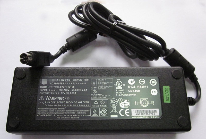 NEW Original 0227B12100 LI SHIN 12V 8.33A 4 PIN Laptop AC Adapter